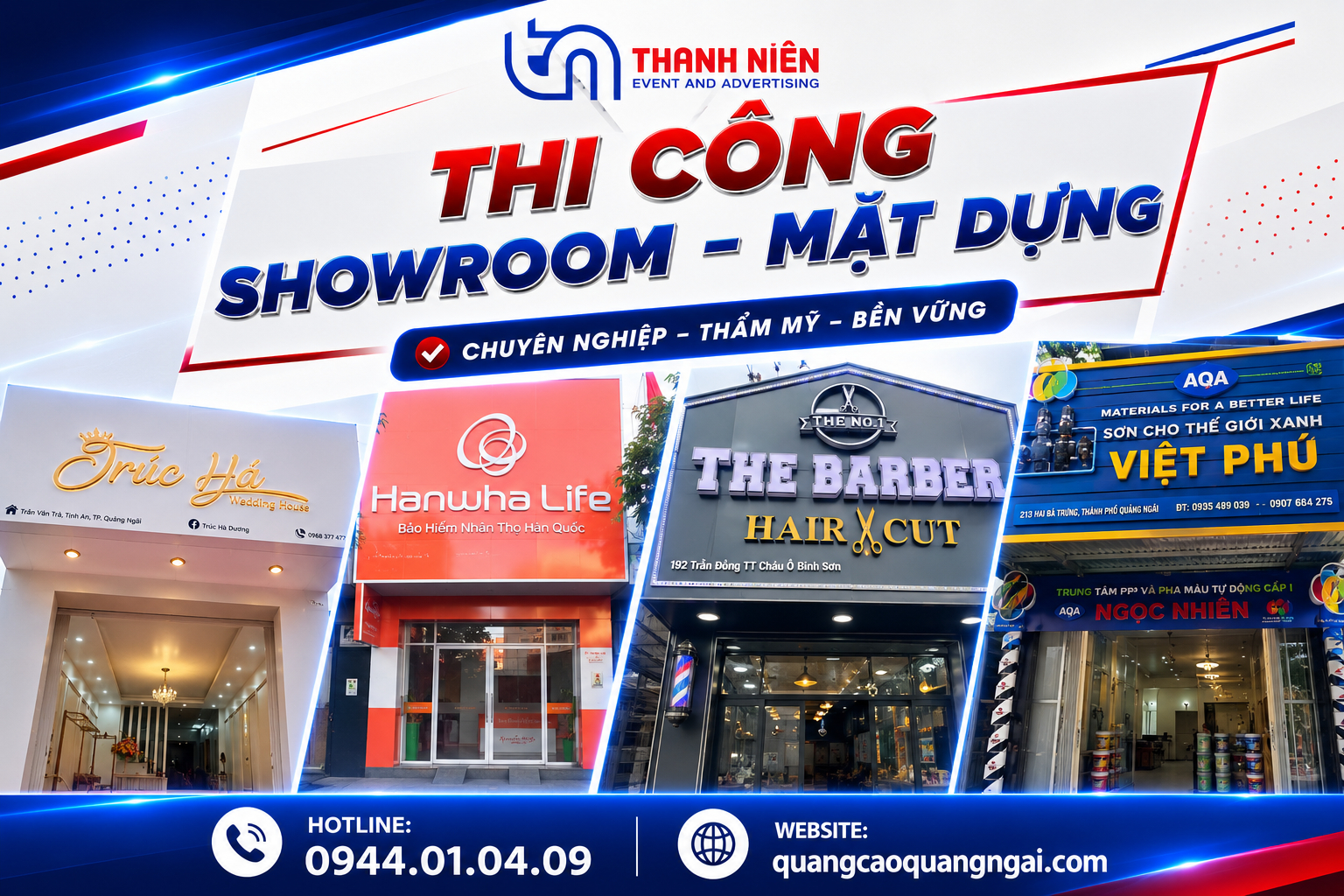 Thi công showroom – mặt dựng